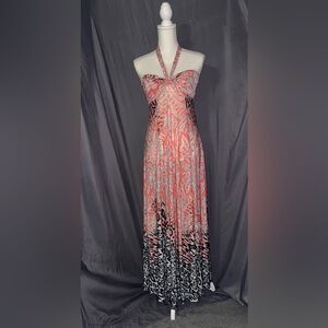 India Boutique Pink and Black Patterned Dress NWOT